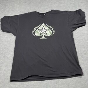 No Fear T-Shirt Men XL Black Spade Money Cash Graphic Star Logo Streetwear Tee